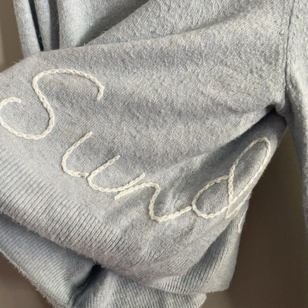 LC Lauren Conrad Women Sz XXL Pale Blue “Sunday” Embroidered Soft Knit Sweater - Picture 9 of 11